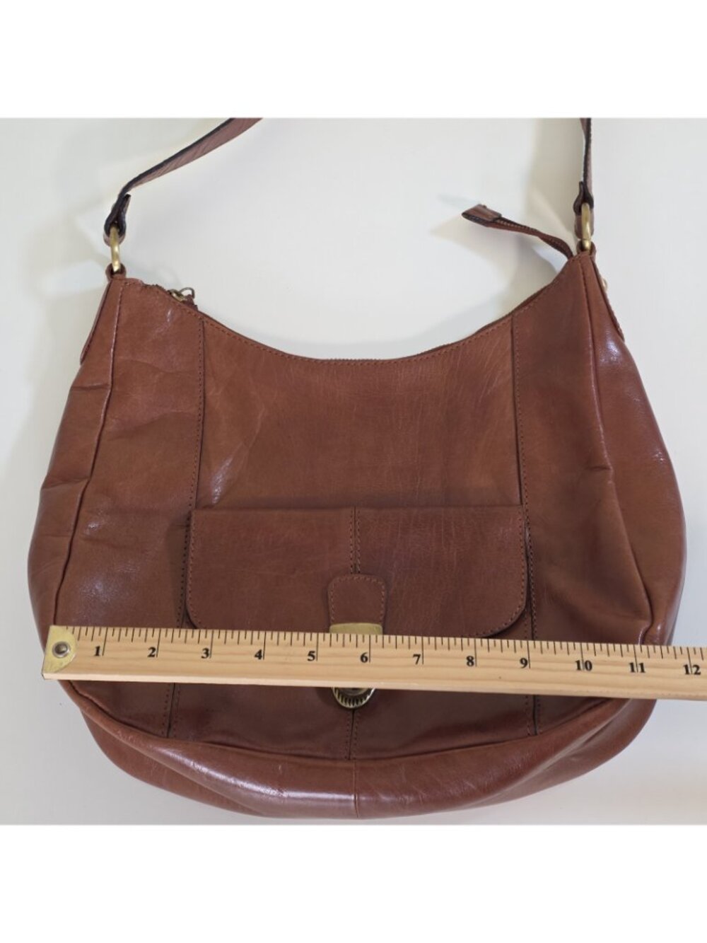 Browns Genuine Leather Hobo Shoulder Bag Cognac Brown Y2K Western Boho Pockets - Picture 4 of 16